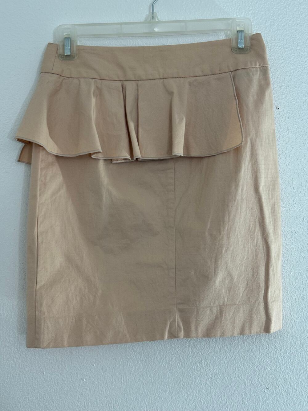 CUE Beige Ruffle Skirt Solid Woven Women Size 6
